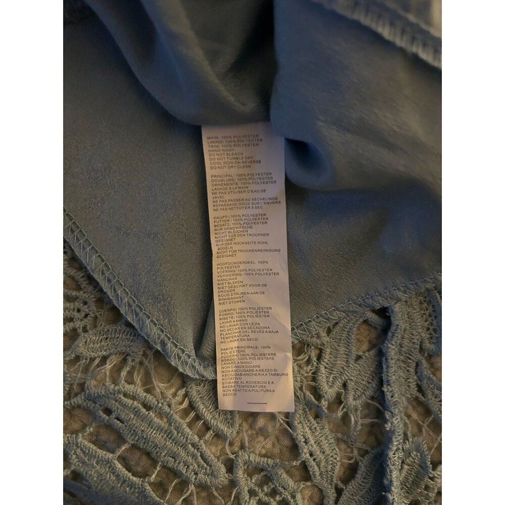 NWT Boohoo Women's Lace Crochet Long Sleeve Flare Dress Blue Sz 4 - Picture 10 of 16